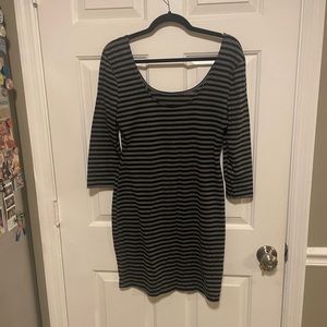Sparkle & Fade Black and Gray Striped Dress